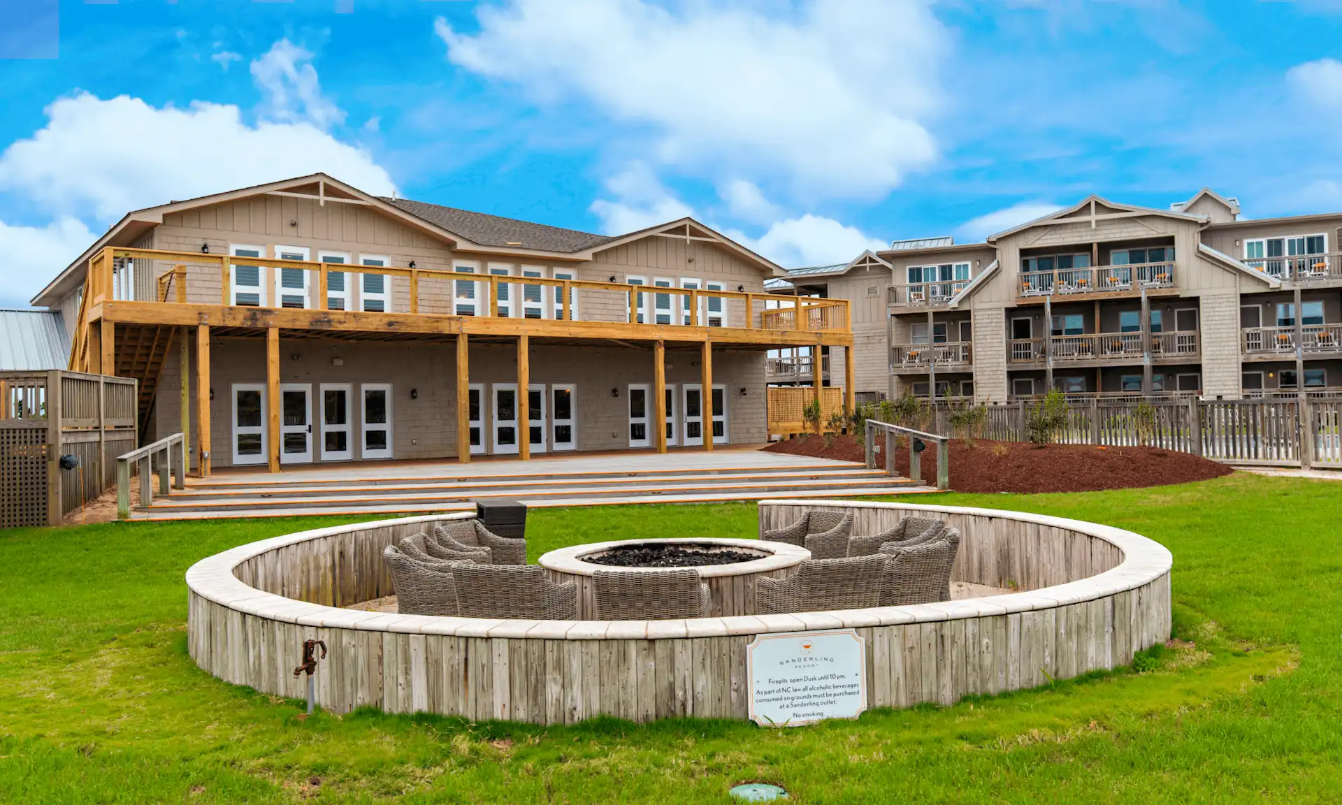 Exterior view of The Event House Scarborough Room, Foyer & Deck, showcasing the venue's elegant architecture and spacious outdoor deck